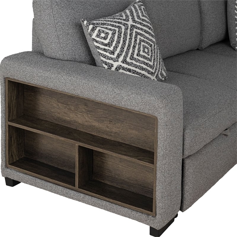 Furniture of America Andrew Gray Fabric Right Chaise Sleeper Sectional with USBs