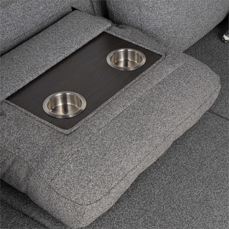 Furniture of America Andrew Gray Fabric Right Chaise Sleeper Sectional with USBs