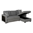 Furniture of America Andrew Gray Fabric Right Chaise Sleeper Sectional with USBs