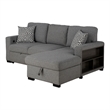 Furniture of America Andrew Gray Fabric Right Chaise Sleeper Sectional with USBs