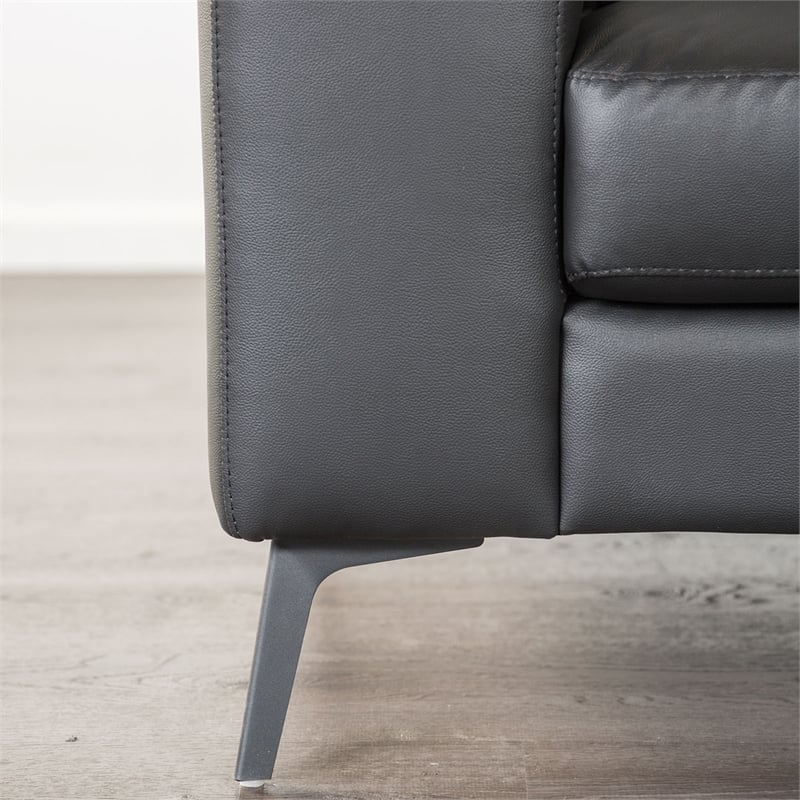 Furniture of America Ronan FSC Certified Leather Left Chaise Sectional in Black