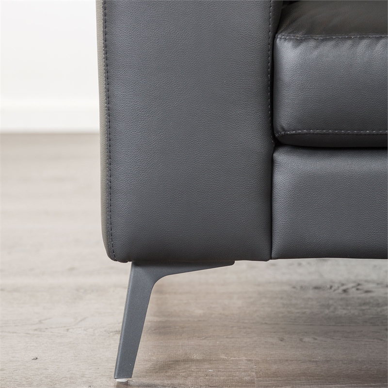 Furniture of America Ronan FSC Certified Leather Right Chaise Sectional in Black