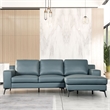 Furniture of America Ronan FSC Certified Leather Right Chaise Sectional in Blue