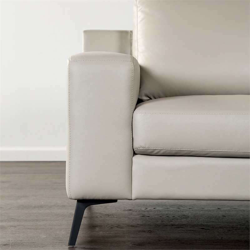 Furniture of America Ronan FSC Certified Leather Left Chaise Sectional in Gray