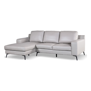 Furniture of America Ronan FSC Certified Leather Left Chaise Sectional in Gray
