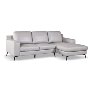 Furniture of America Ronan FSC Certified Leather Right Chaise Sectional in Gray