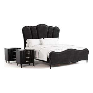 Furniture of America Seabliss Wood Queen 3-Piece Bedroom Set in Black