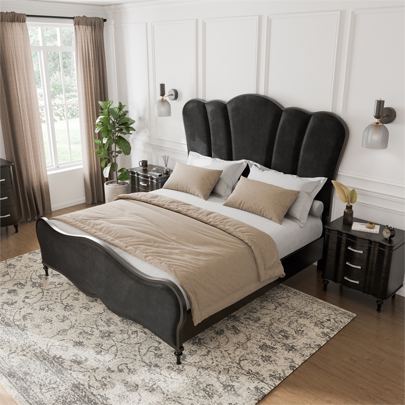 Furniture of America Seabliss Wood King 3-Piece Bedroom Set in Black
