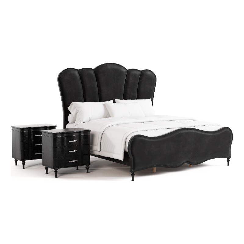 Furniture of America Seabliss Wood King 3-Piece Bedroom Set in Black