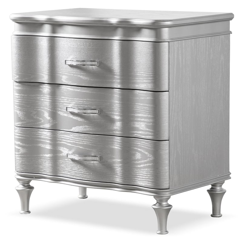 Furniture of America Seabliss Wood Queen 3-Piece Bedroom Set in Silver