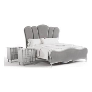 Furniture of America Seabliss Wood Queen 3-Piece Bedroom Set in Silver