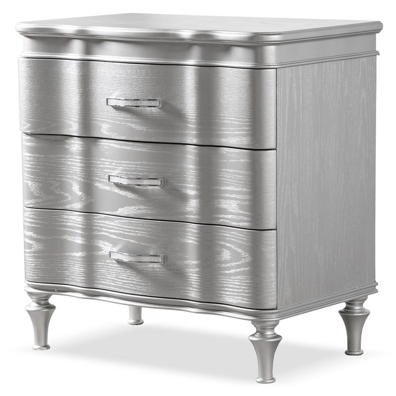 Furniture of America Seabliss Wood King 3-Piece Bedroom Set in Silver