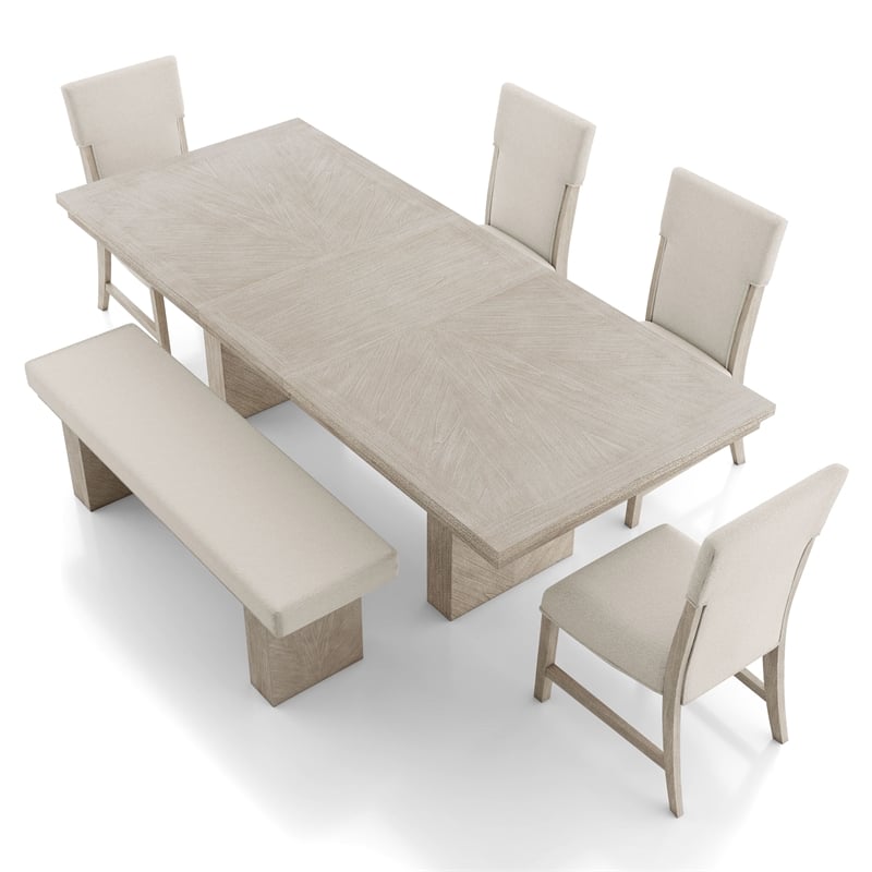Furniture of America Westely Wood 6-Piece Dining Table Set in Natural