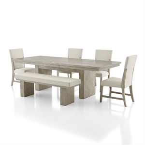 Furniture of America Westely Wood 6-Piece Dining Table Set in Natural