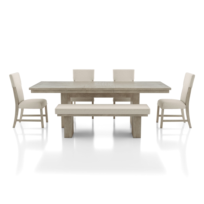 Furniture of America Westely Wood 6-Piece Dining Table Set in Natural