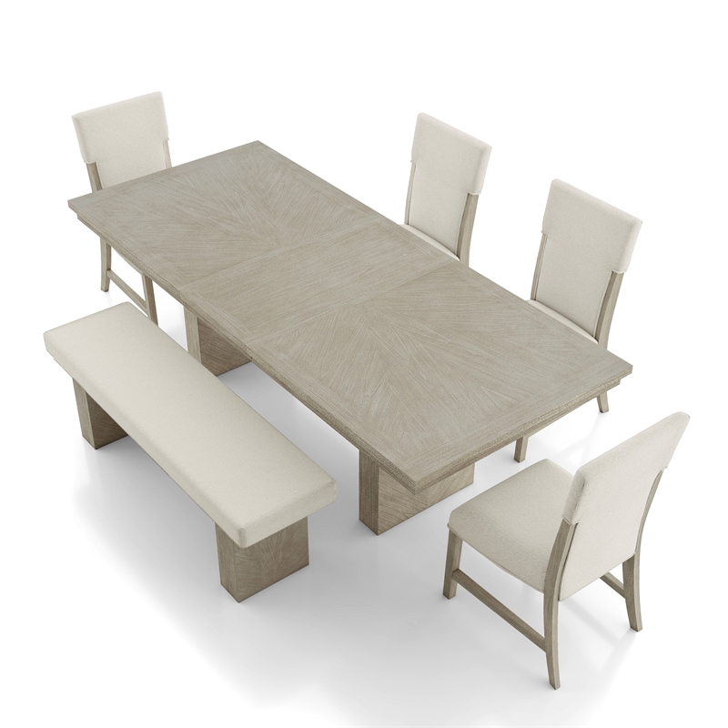 Furniture of America Westely Wood 6-Piece Dining Table Set in Natural