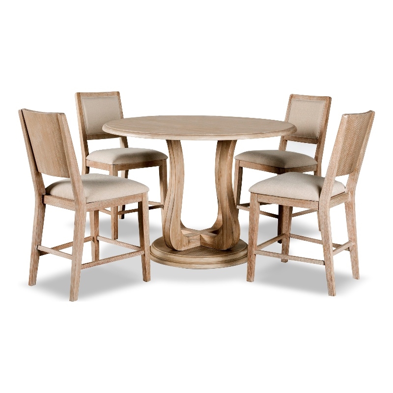 Furniture of America Tamsin Wood 5-Piece Counter Dining Table Set in Natural