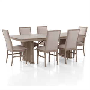 Furniture of America Stonall Wood 7-Piece Dining Table Set in Natural