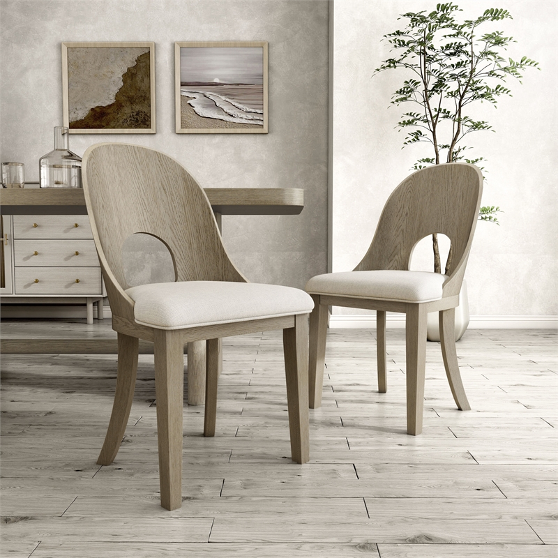 Furniture of America Selyra Wood Curved Side Chairs in White (Set of 2)