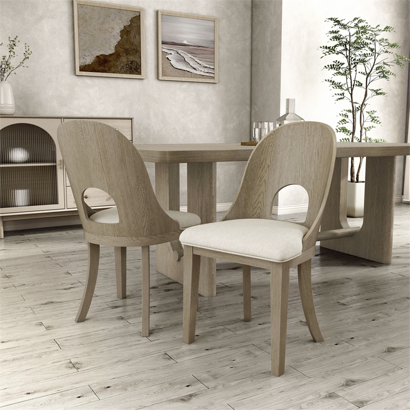 Furniture of America Selyra Wood Curved Side Chairs in White (Set of 2)