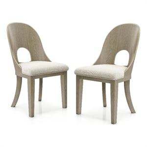 Furniture of America Selyra Wood Curved Side Chairs in White (Set of 2)