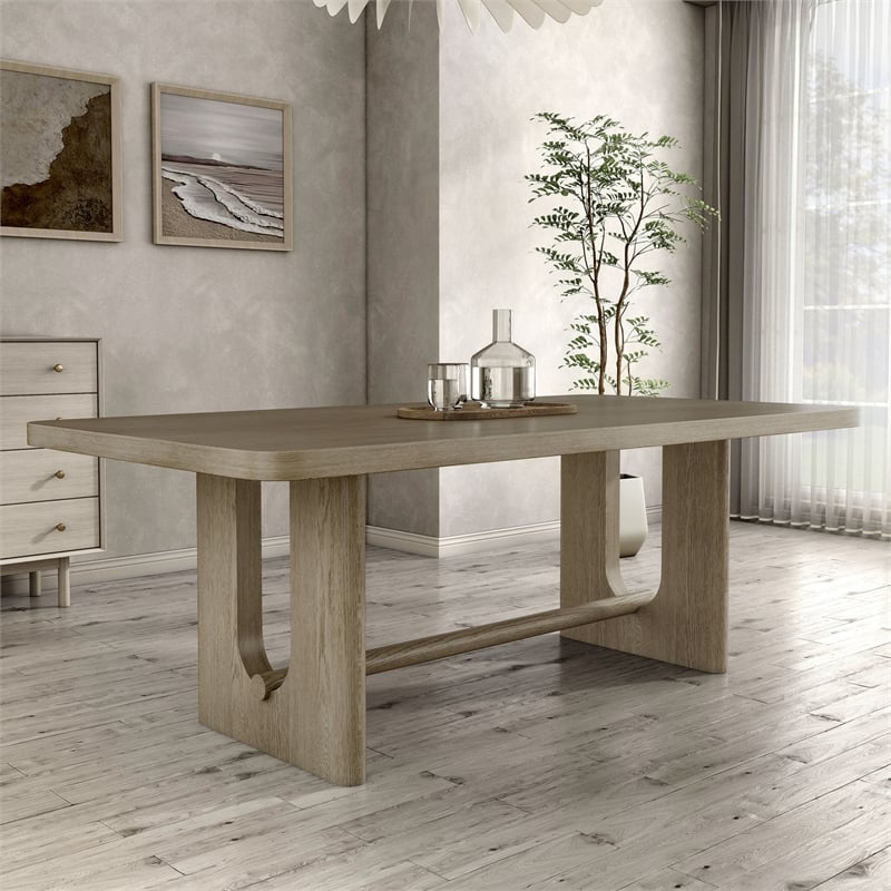 Furniture of America Selyra Wood Trestle Dining Table in White