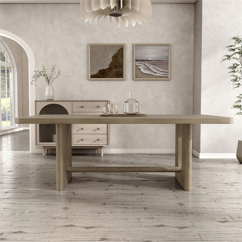 Furniture of America Selyra Wood Trestle Dining Table in White