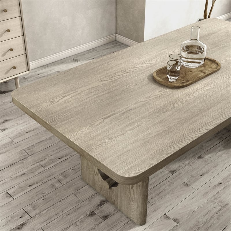 Furniture of America Selyra Wood Trestle Dining Table in White