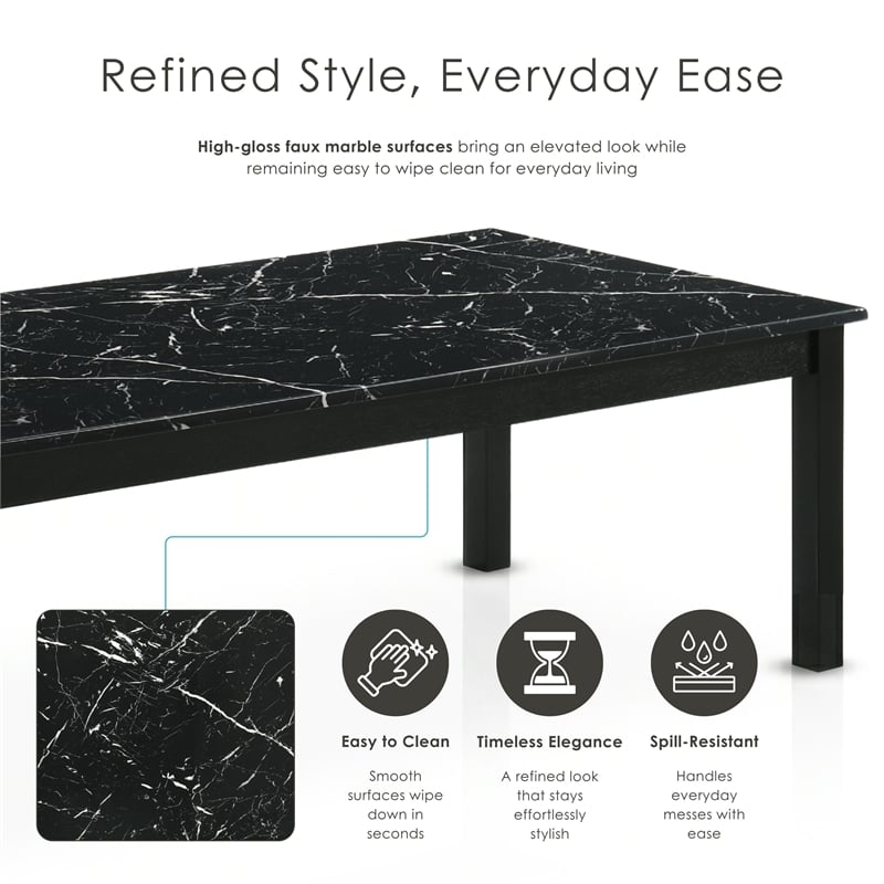 Furniture of America Isime Wood 3-Piece Coffee Table Set in Black