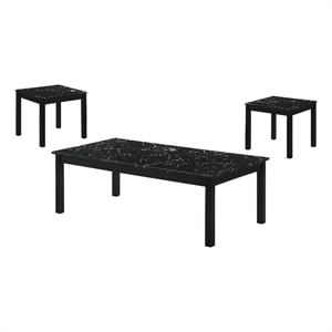 Furniture of America Isime Wood 3-Piece Coffee Table Set in Black