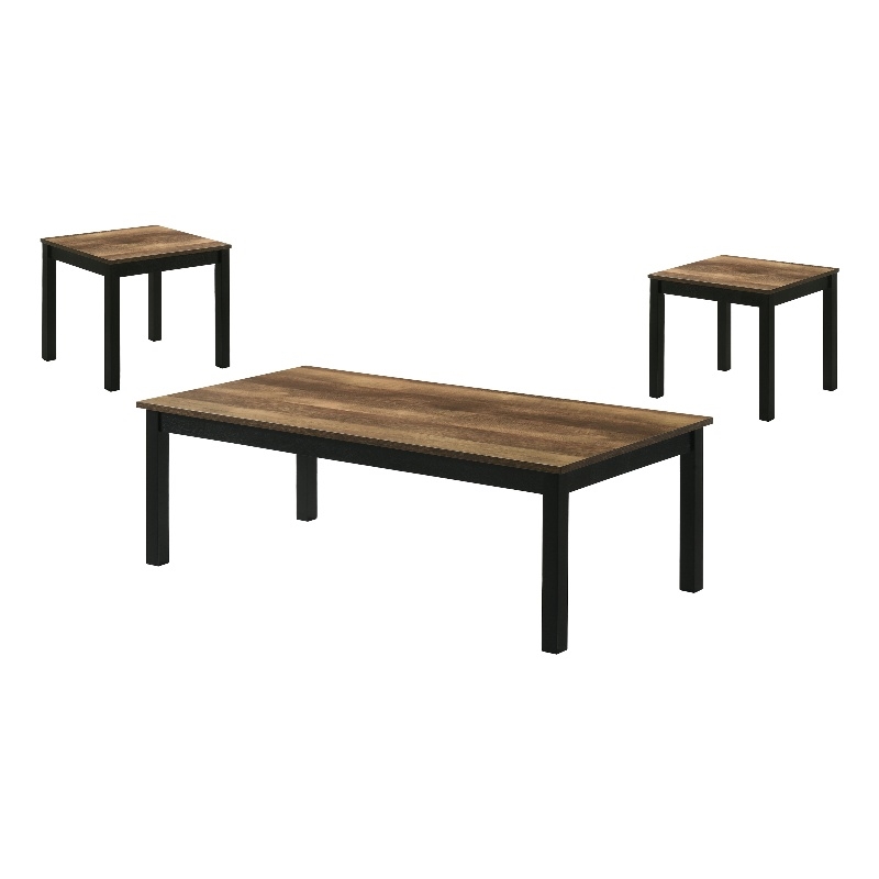 Furniture of America Isime Wood 3-Piece Coffee Table Set in Brown