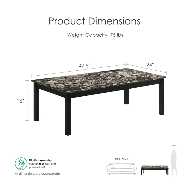 Furniture of America Isime Wood 3-Piece Coffee Table Set in Black and White