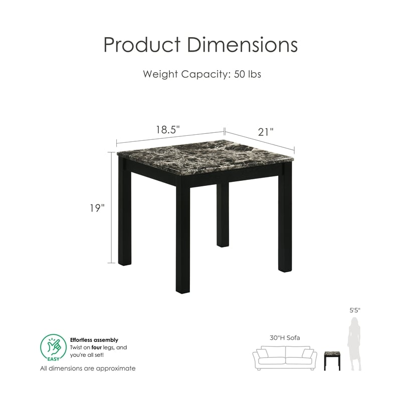 Furniture of America Isime Wood 3-Piece Coffee Table Set in Black and White