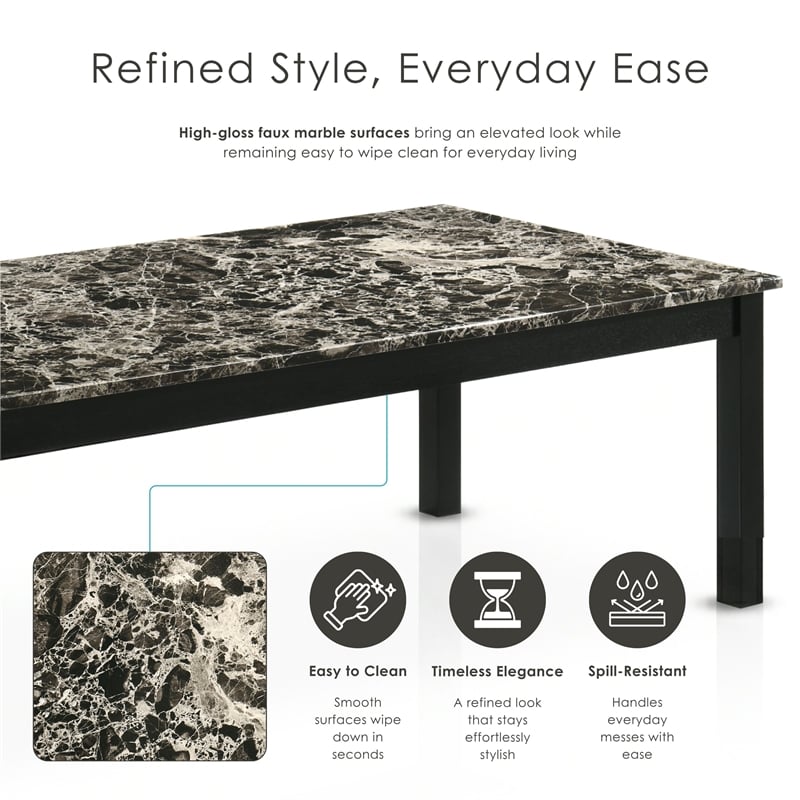 Furniture of America Isime Wood 3-Piece Coffee Table Set in Black and White