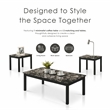 Furniture of America Isime Wood 3-Piece Coffee Table Set in Black and White