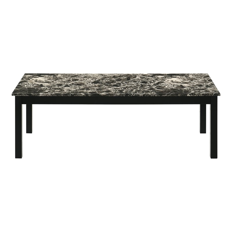 Furniture of America Isime Wood 3-Piece Coffee Table Set in Black and White