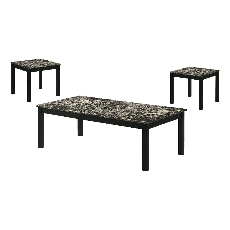 Furniture of America Isime Wood 3-Piece Coffee Table Set in Black and White