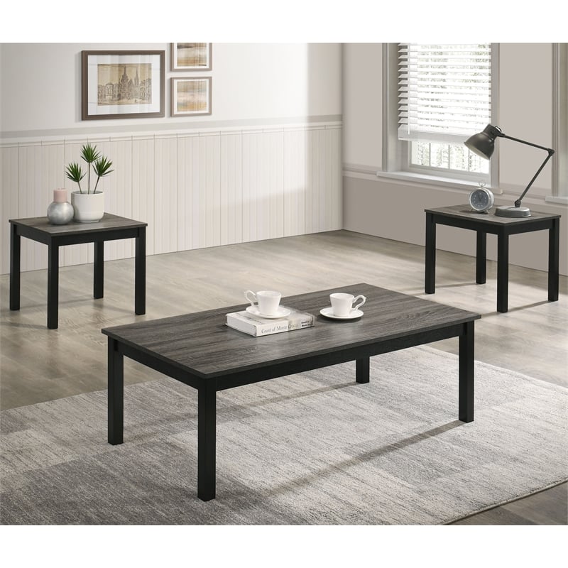 Furniture of America Isime Wood 3-Piece Coffee Table Set in Gray