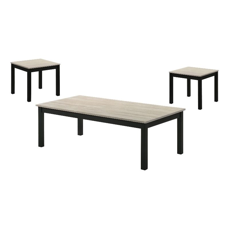 Furniture of America Isime Wood 3-Piece Coffee Table Set in Light Gray