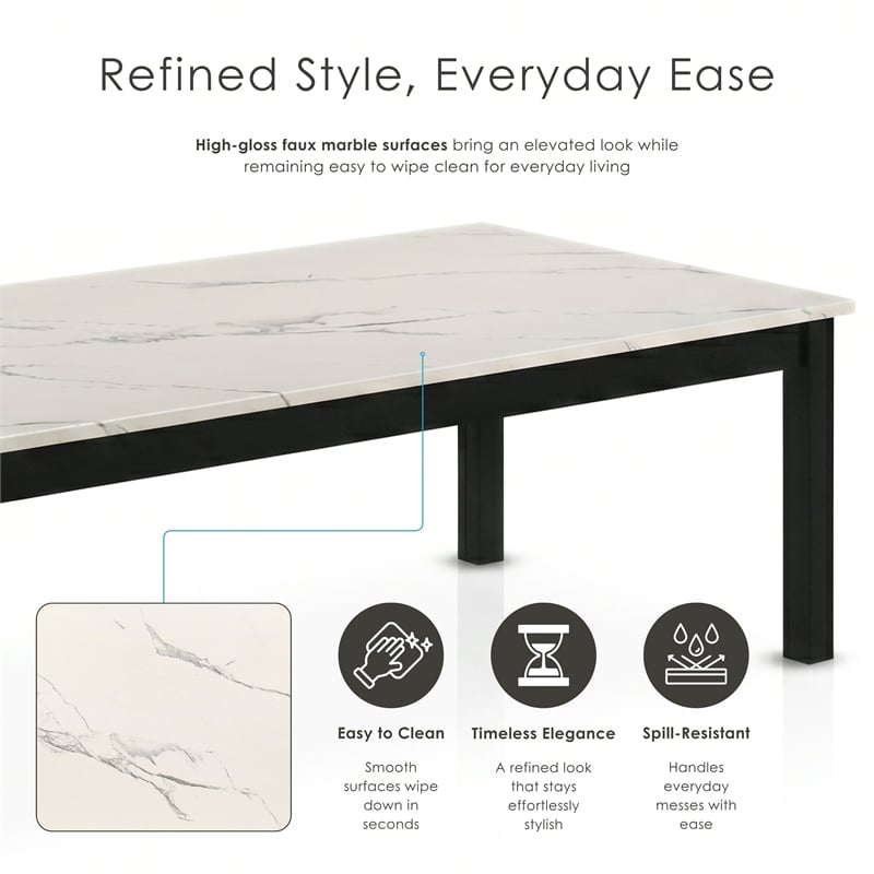 Furniture of America Isime Wood 3-Piece Coffee Table Set in White