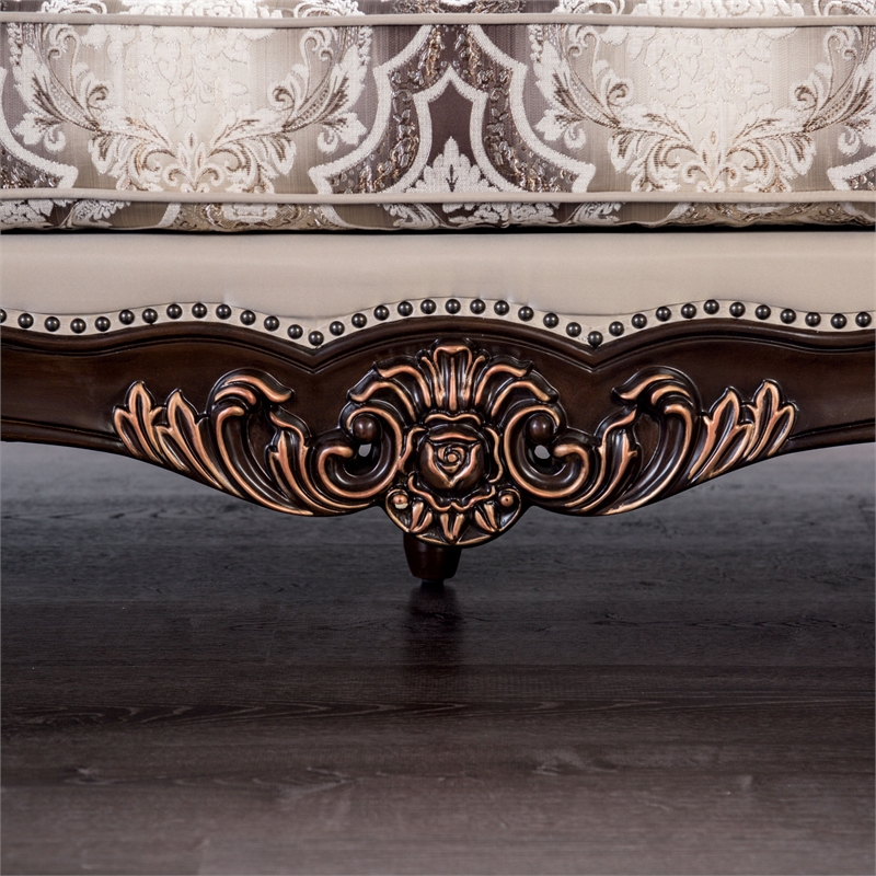 Furniture of America Zephyra Tufted Beige Fabric 2-Piece Sofa Set in Dark Cherry