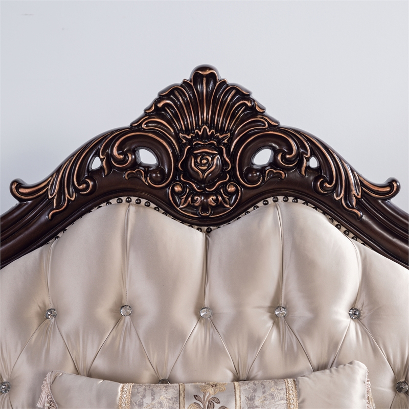 Furniture of America Zephyra Tufted Beige Fabric 2-Piece Sofa Set in Dark Cherry