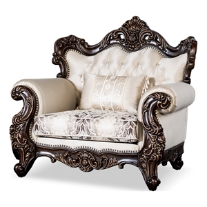 Furniture of America Zephyra Tufted Beige Fabric Accent Chair in Dark Cherry