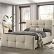 Furniture of America Nawa Mattress Ready Tufted Fabric Queen Bed in Ivory