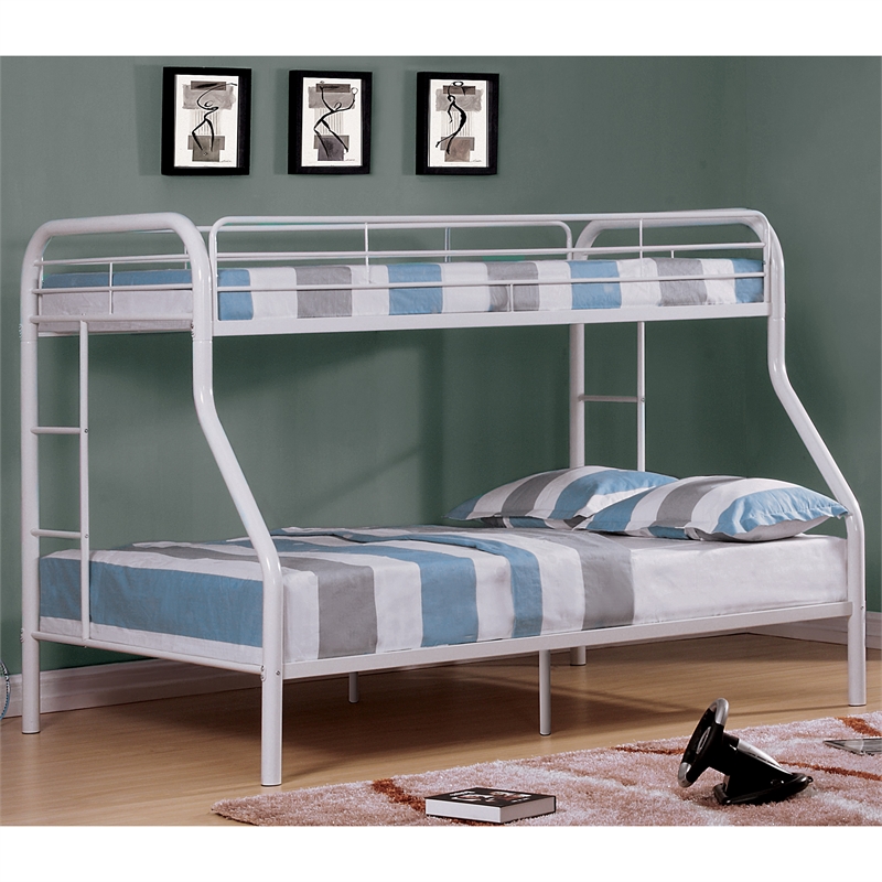 Furniture of America Imara Mattress Ready Metal Twin over Full White Bunk Bed