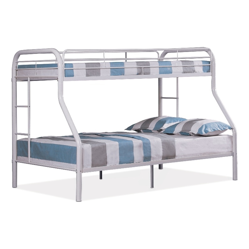 Furniture of America Imara Mattress Ready Metal Twin over Full White Bunk Bed