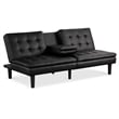 Furniture of America Fallein Black Faux Leather Futon Sofa Bed with USB Ports