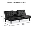 Furniture of America Fallein Black Faux Leather Futon Sofa Bed with USB Ports