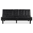 Furniture of America Fallein Black Faux Leather Futon Sofa Bed with USB Ports