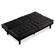 Furniture of America Fallein Black Faux Leather Futon Sofa Bed with USB Ports